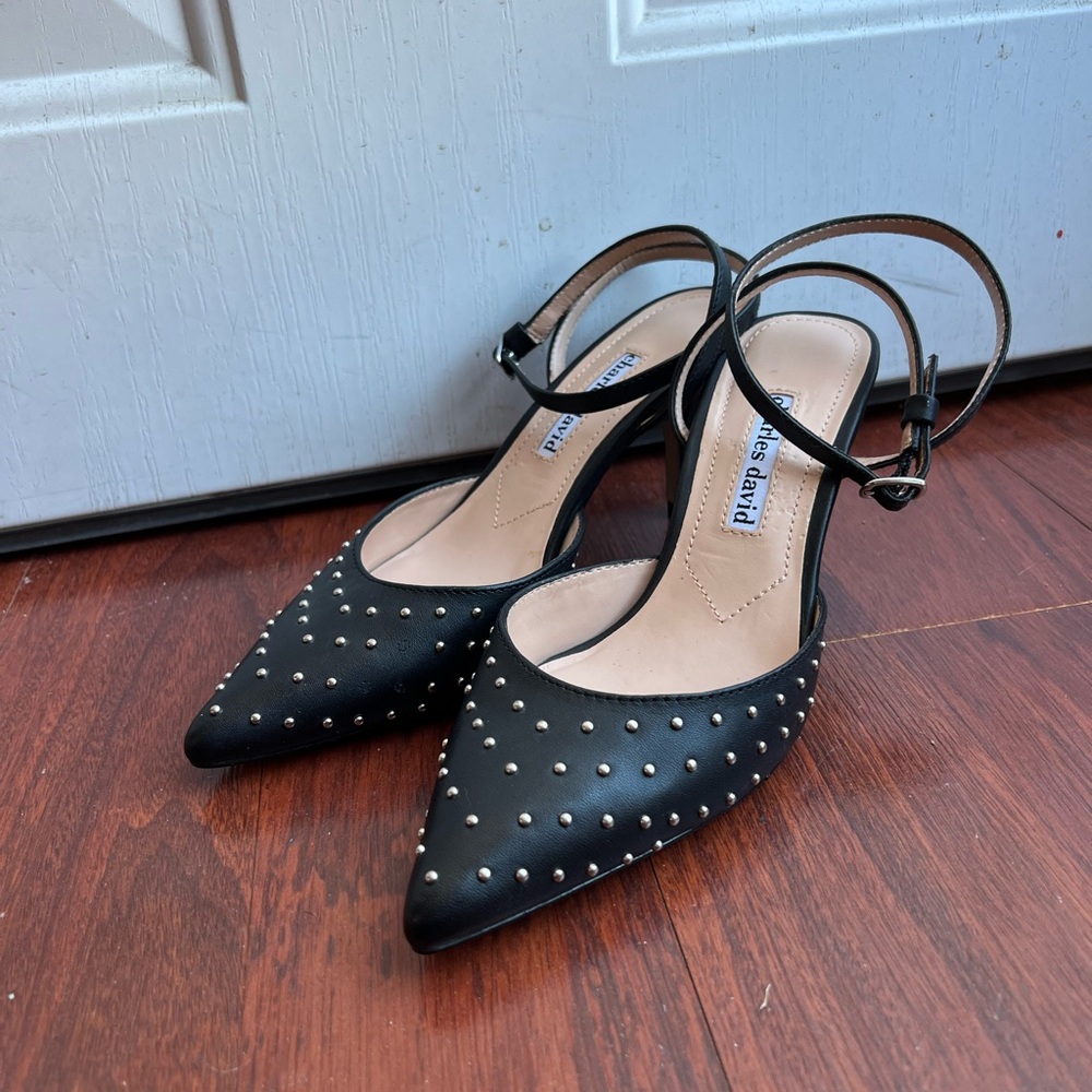 Charles David Black Studded Heels